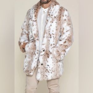 SPIRITHOODS SIBERIAN SNOW LEOPARD COLLARED FAUX FUR COAT | MEN'S
